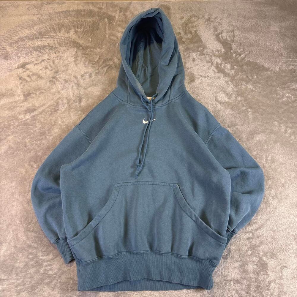 Nike Center Swoosh Hoodie Men’s Small Light Blue Pullover Sweatshirt